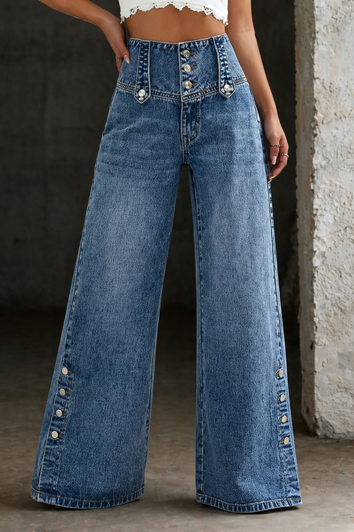 Mia | Hochtaillierte Schlitzjeans