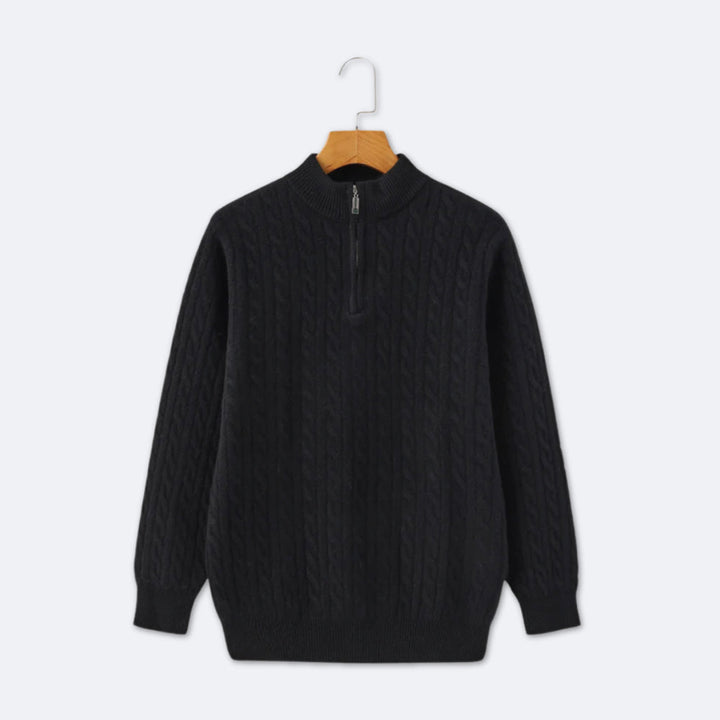 Christian | Eleganter Zopfmuster-Strickpullover mit Halbzip