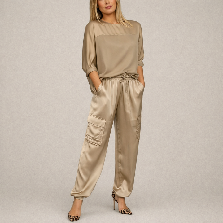 Erin | Lässiges Satin Cargo Set