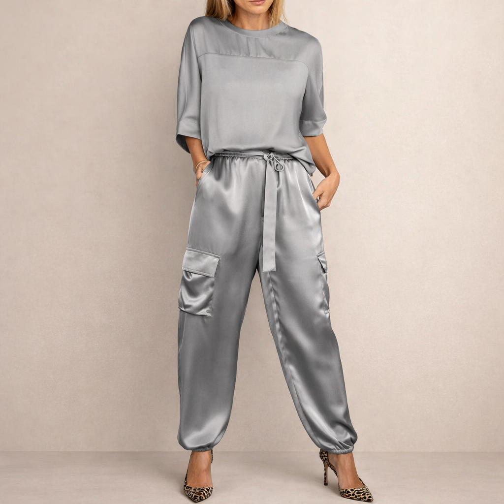 Erin | Lässiges Satin Cargo Set