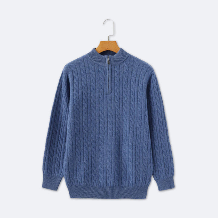 Christian | Eleganter Zopfmuster-Strickpullover mit Halbzip