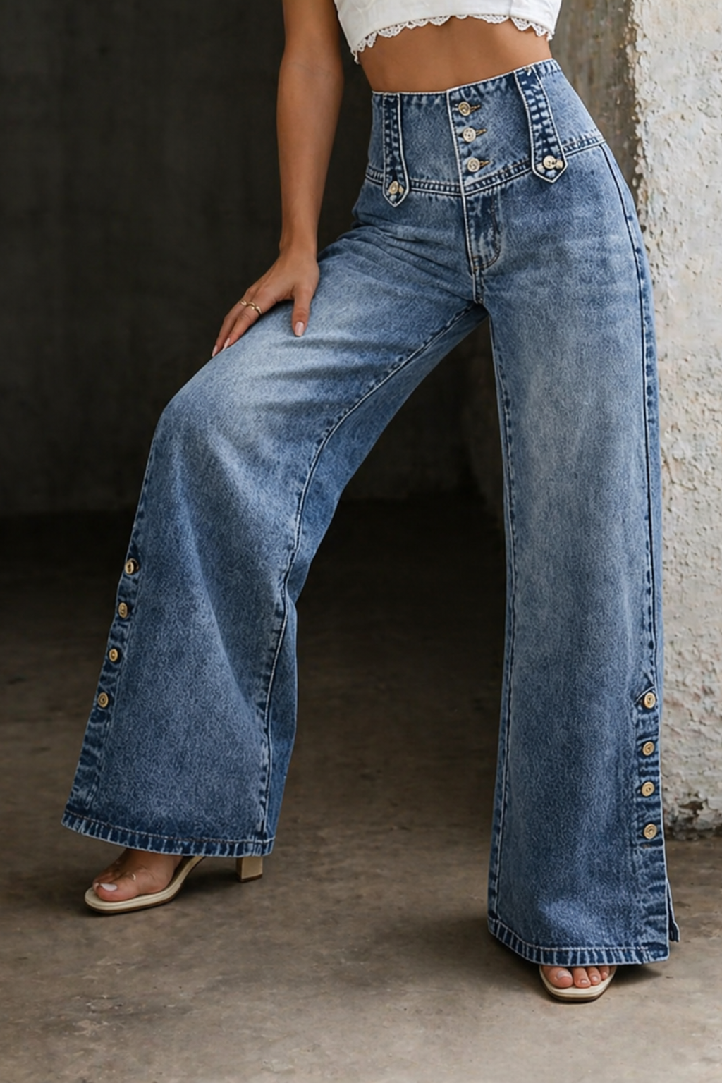 Mia | Hochtaillierte Schlitzjeans