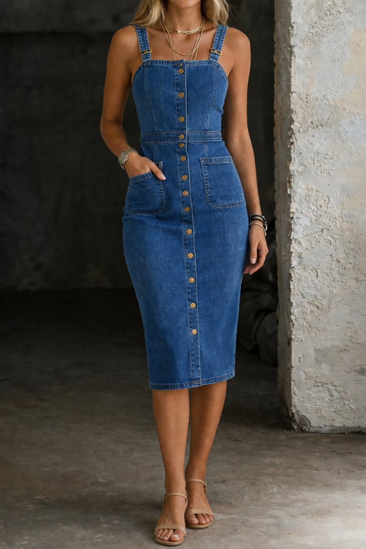 Indira | Denim Kleid mit Knopfleiste