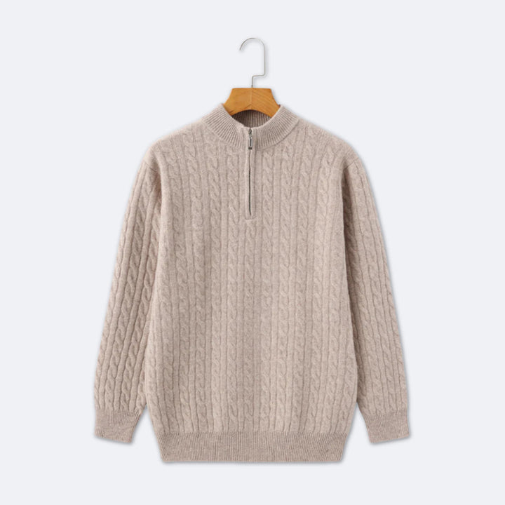 Christian | Eleganter Zopfmuster-Strickpullover mit Halbzip
