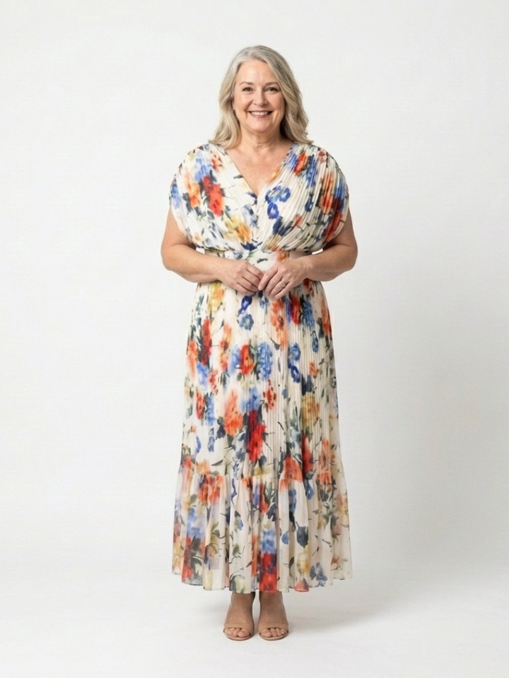 Savannah | Floral Plissierter Midi