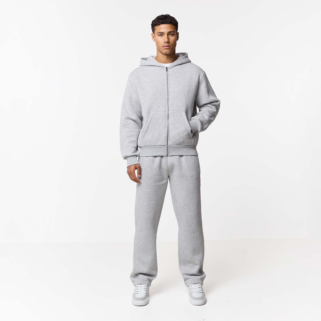 Leonard - Relaxed Fit Offene Jogger-Grau Meliert