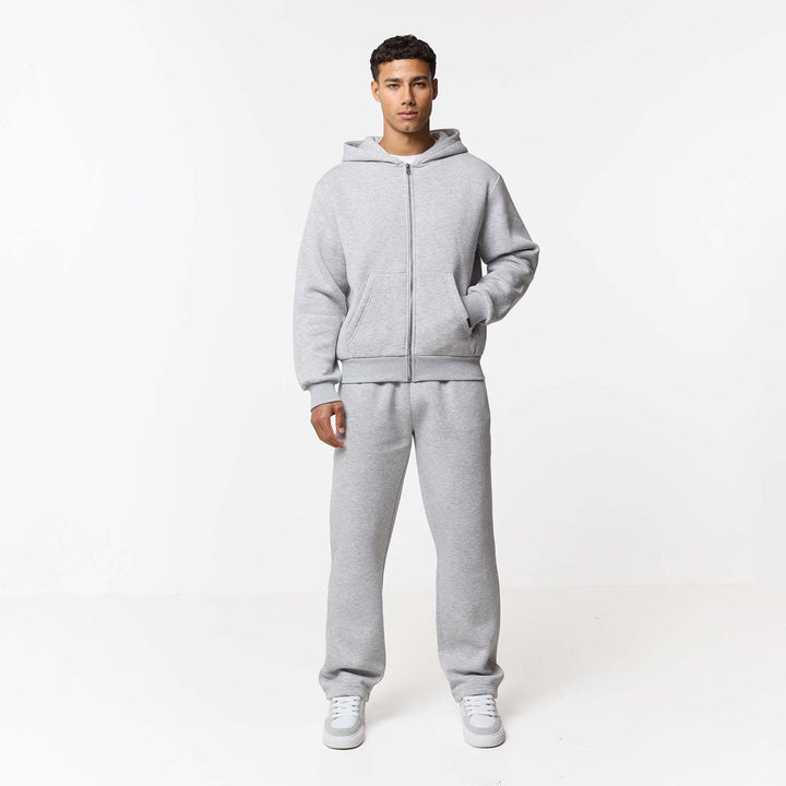 Leonard - Relaxed Fit Offene Jogger-Grau Meliert