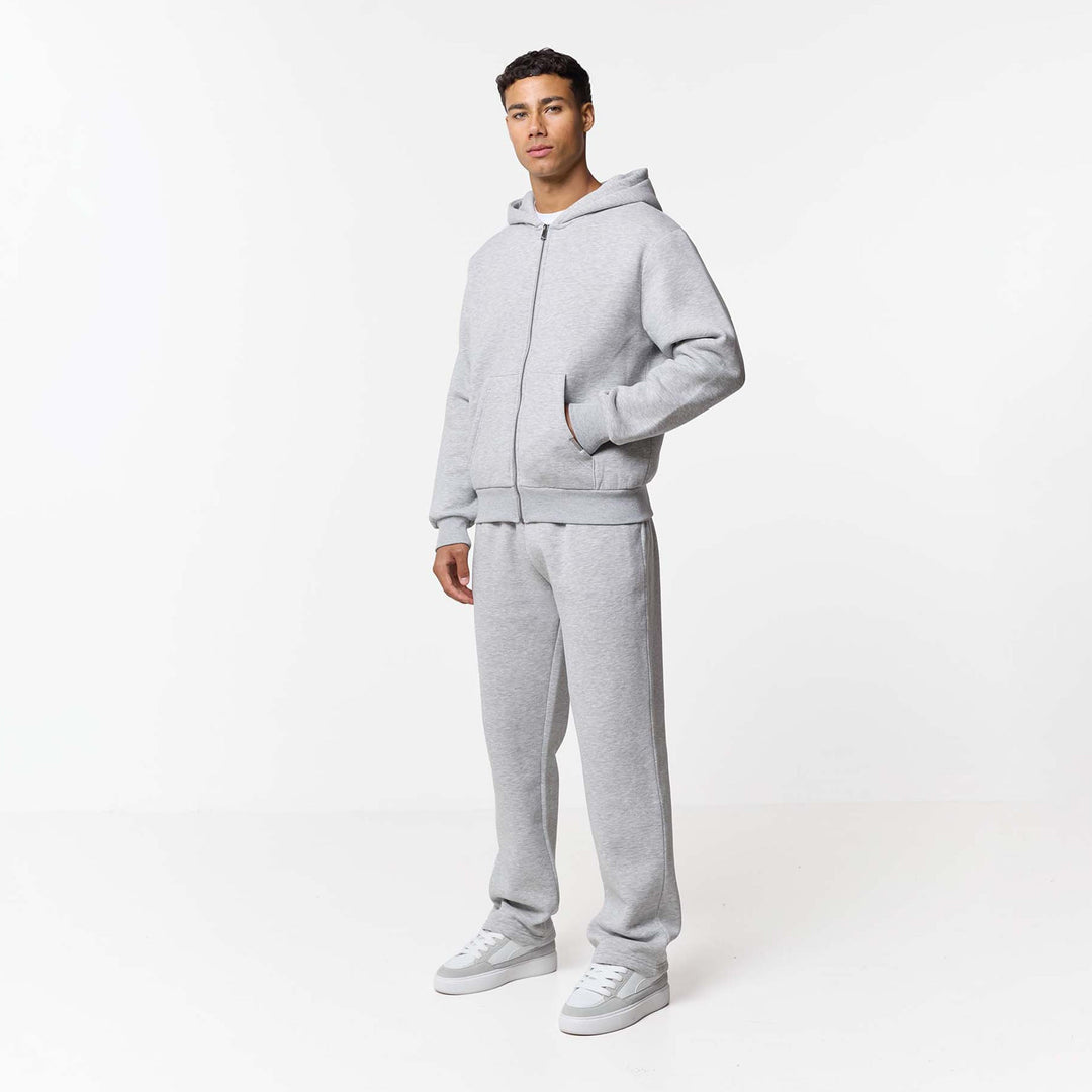Leonard - Relaxed Fit Offene Jogger-Grau Meliert