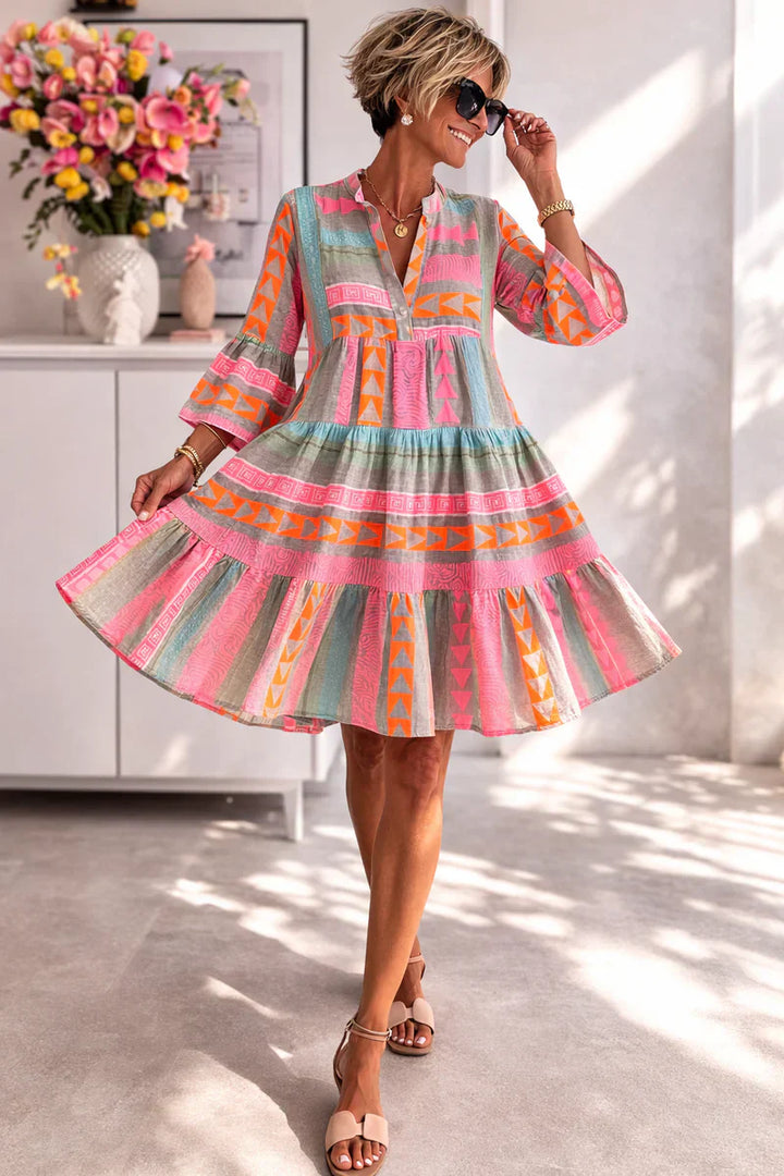 Lebhaftes Midi-Kleid mit Luftigem Komfort