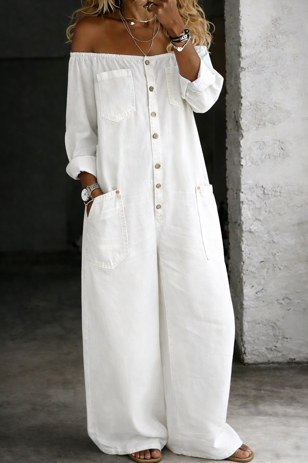 Elena | Kombination mit schulterfreien und langen Ärmeln