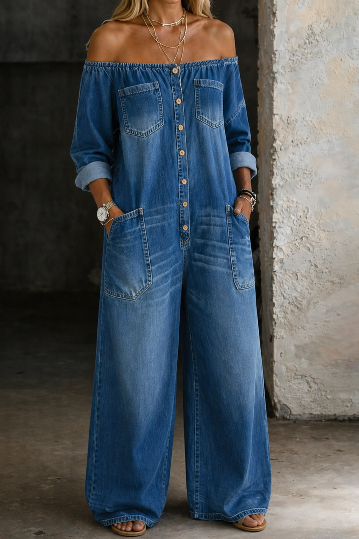 Elena | Off-Shoulder Langarm-Overall