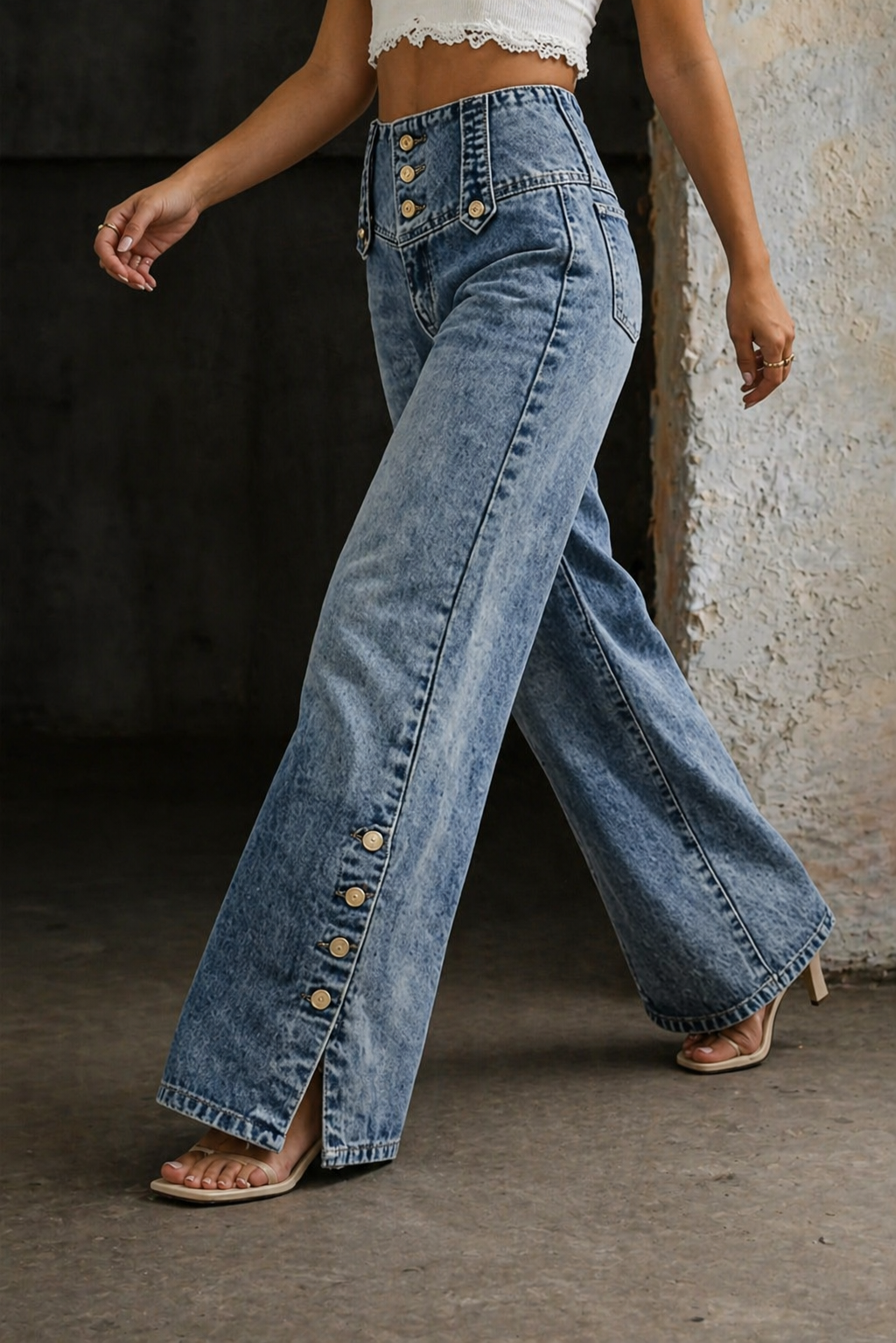 Mia | Hochtaillierte Schlitzjeans