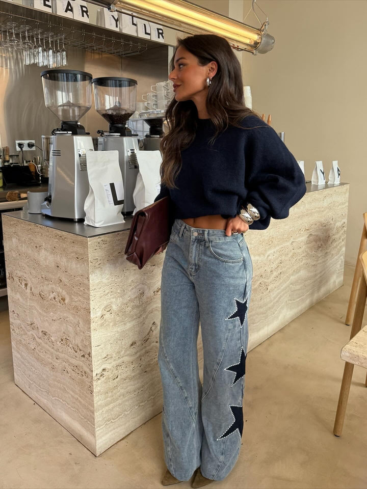 MEGAN | Wide-Leg-Jeans mit Sternen