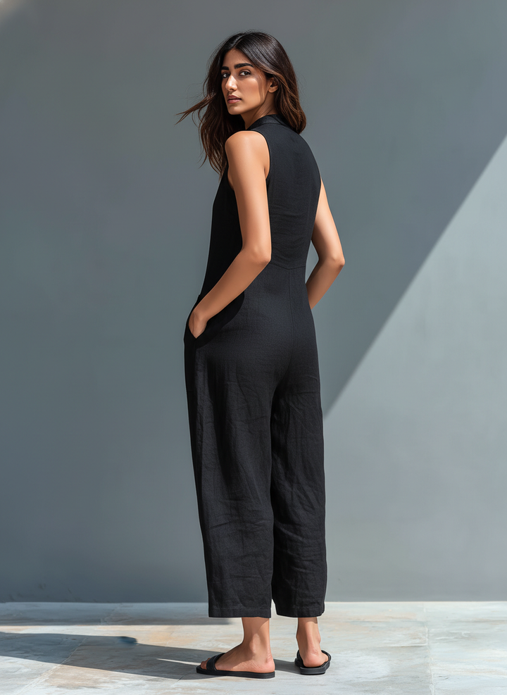 Walburga | Ärmellose Leinen Latzhose