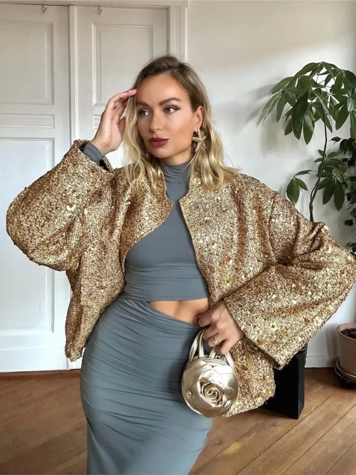 LANI | Elegante Perlen-Pailletten-Jacke