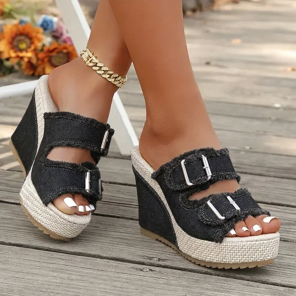 Atelier | Frayed Edge Wedge Sandalen