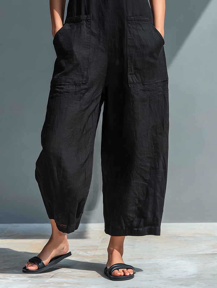 Walburga | Ärmellose Leinen Latzhose